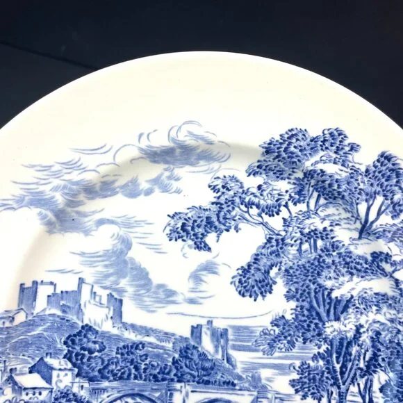 Set 6 Vintage Wedgwood & Co. Countryside Blue Transferware Dinner Plate England - Picture 7 of 9